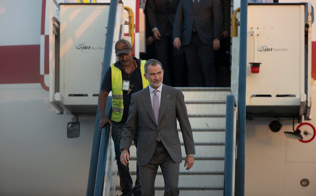 Ups... Trabajador aeroportuario se salta el protocolo y baja con Felipe VI del avión