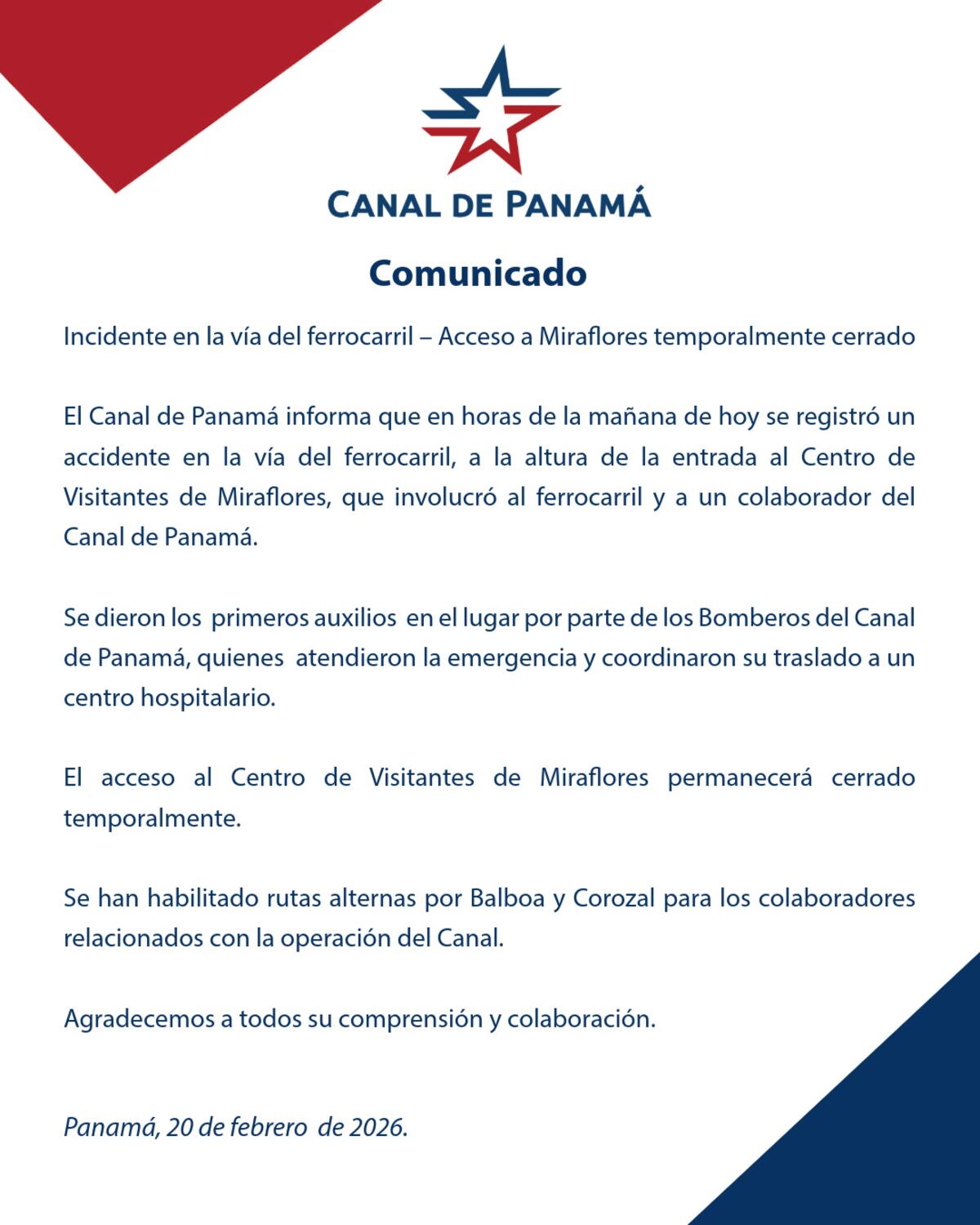 ¡No lo vio venir! Trabajador de la ACP sufre accidente en vía del ferrocarril; cierran acceso a Miraflores