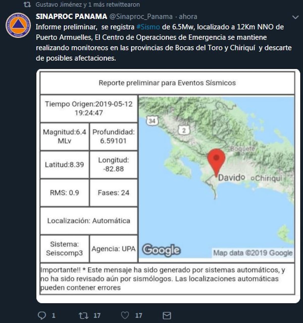 Temblor. Estremece Panamá