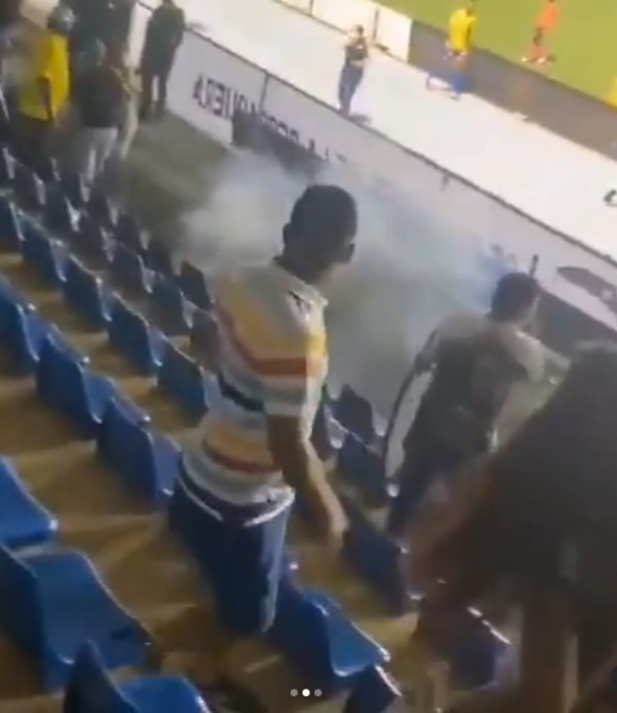 Se formó en pleno estadio, entre aficionados y jugadores. Policía desaloja con gas pimienta. Video