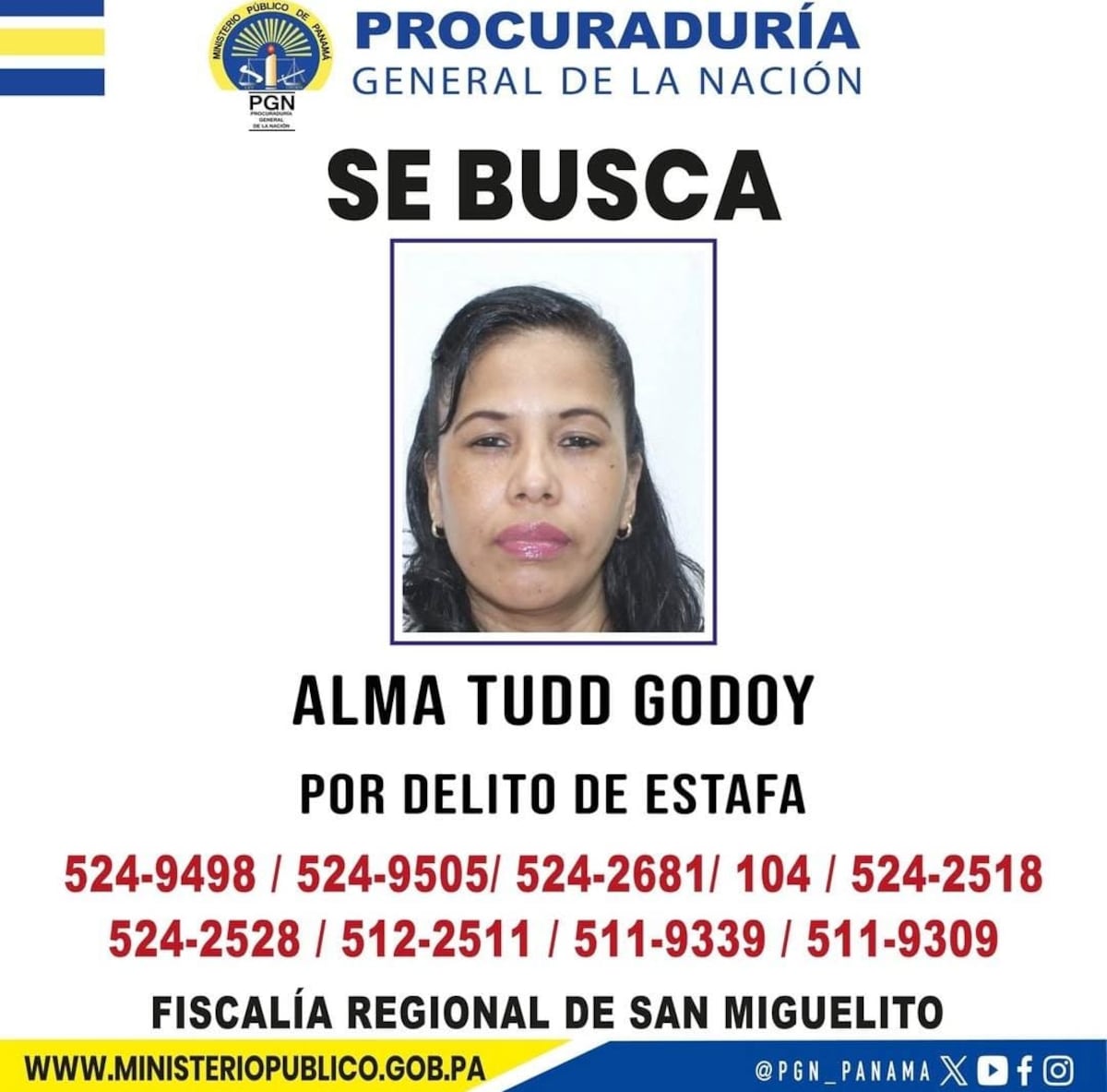 ¡Cazada por estafa! Buscan a Alma Tudd Godoy por fraude de B/.32,000