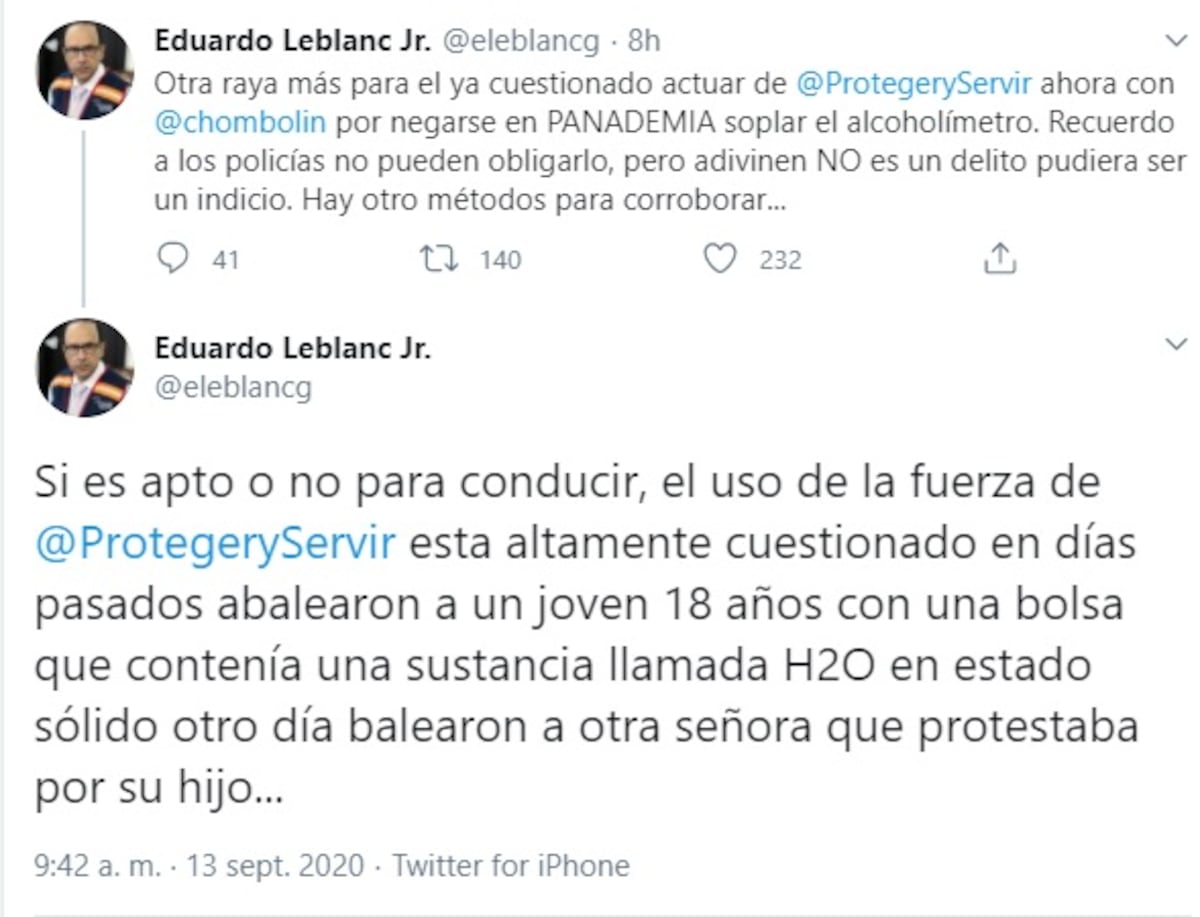 Sáez Llorens dice que chef tiene razón con el riesgo del guarómetro por covid-19. Chombolín dice que policías le entraron a rodillazos