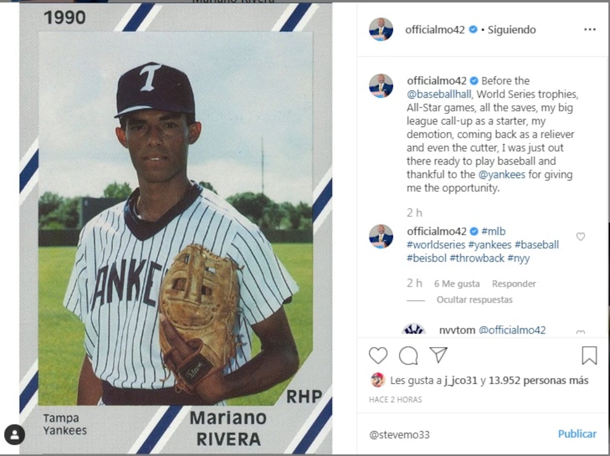 Mariano Rivera antes de muchos millones y tanta fama. Cierra el año con recuerdos