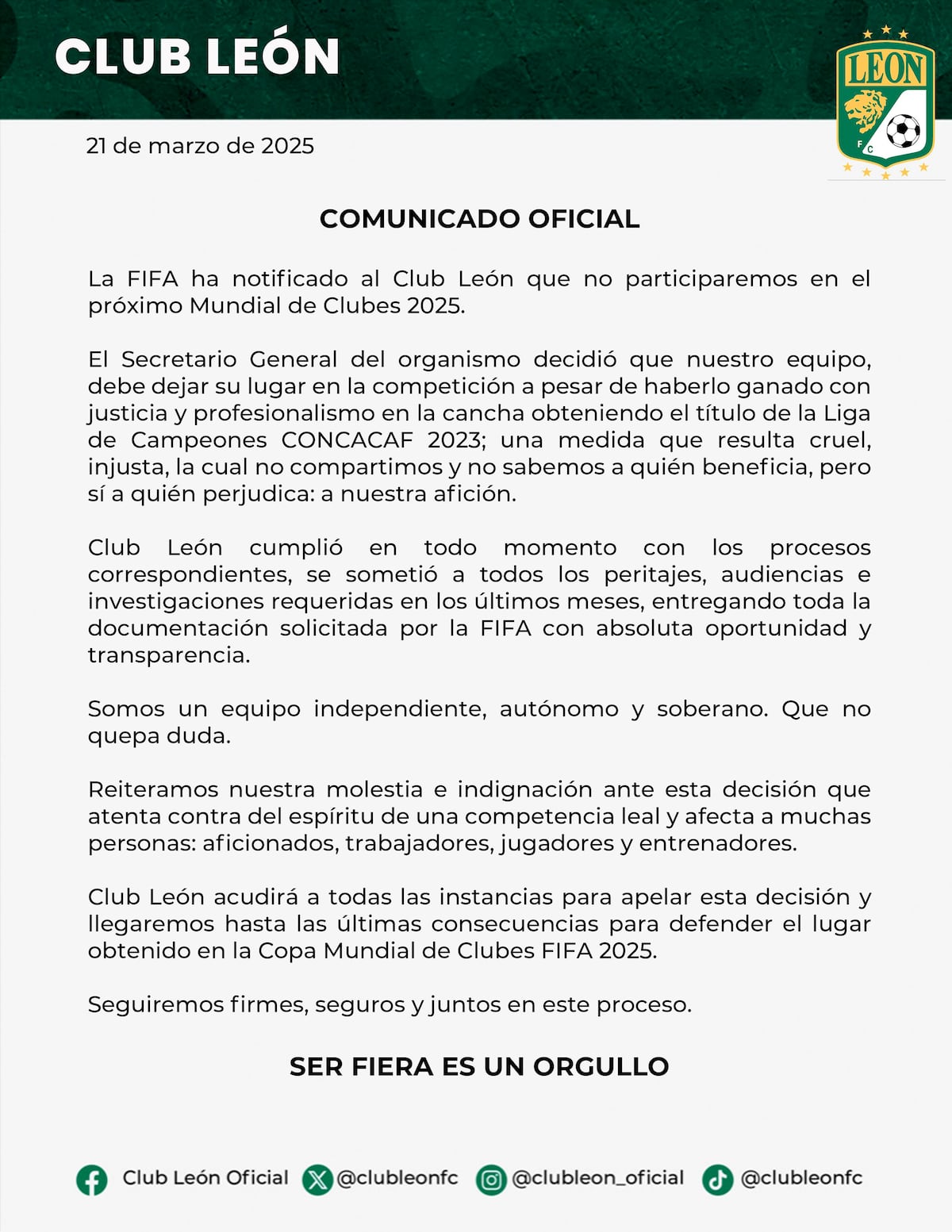 León eliminado del Mundial de Clubes: FIFA sanciona por reglas de propiedad