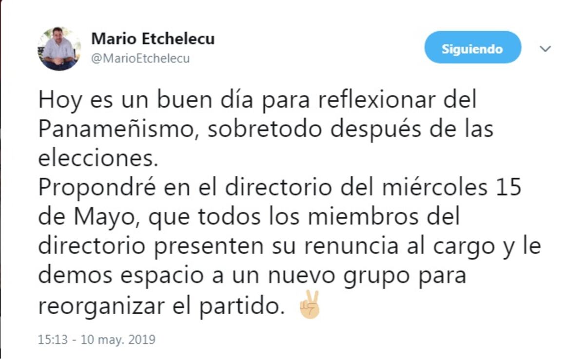 Etchelecu pide renuncia de Varela. Pugnas crecen a lo interno del Partido Panameñista