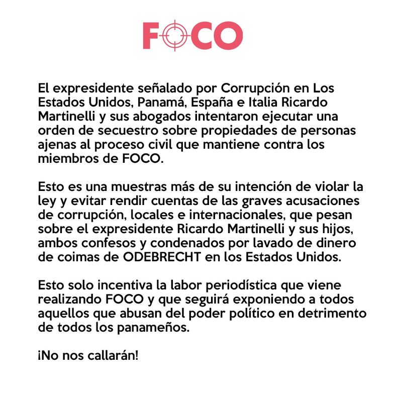 Comunicado del 9 de febrero de 2023, de Foco Panamá.