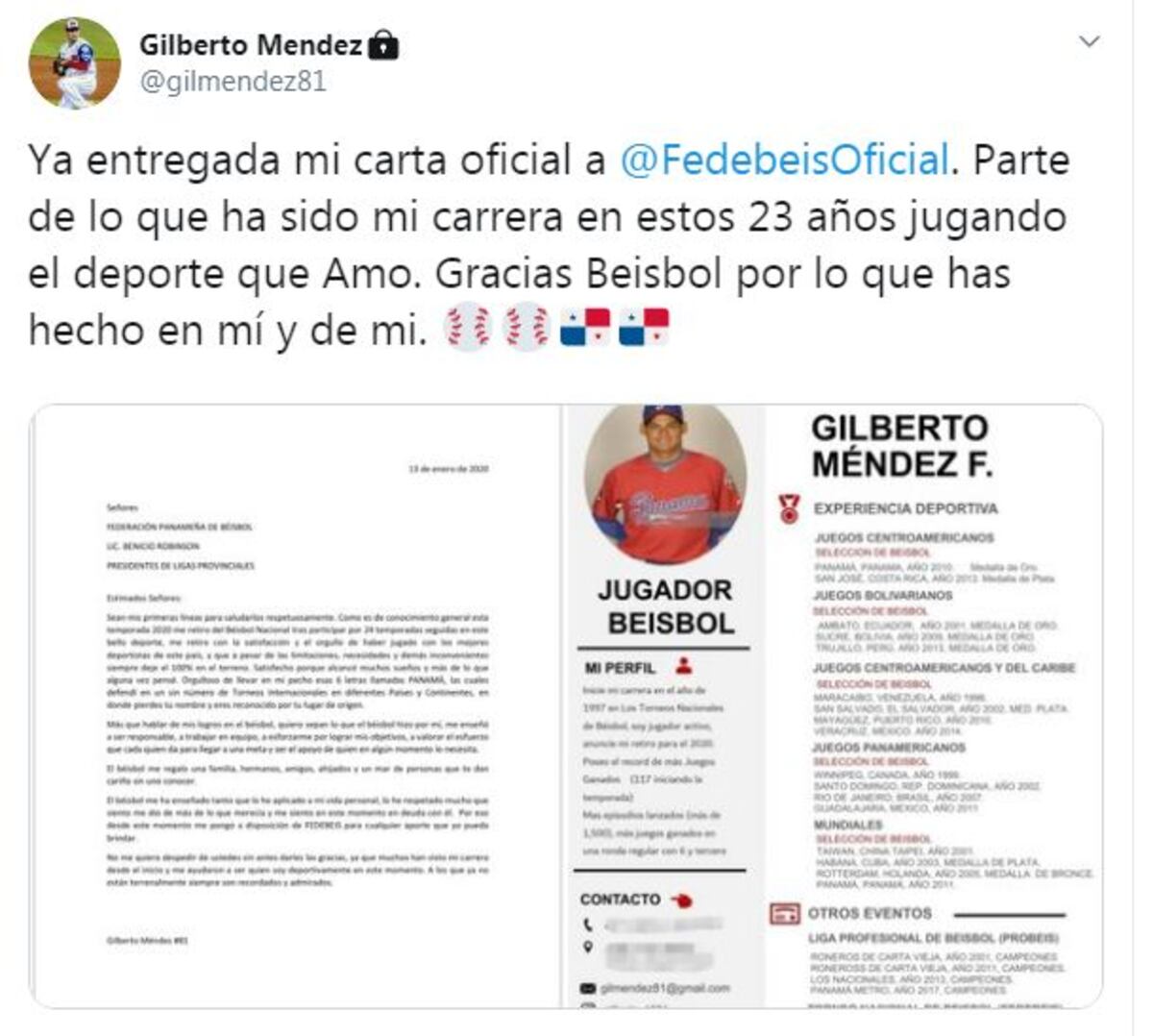 Oficial. Gilberto Méndez anuncia su retiro como lanzador